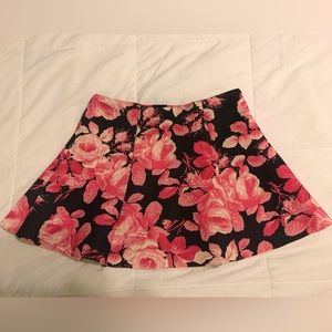 Fovever 21 pink floral mini skirt size small lined